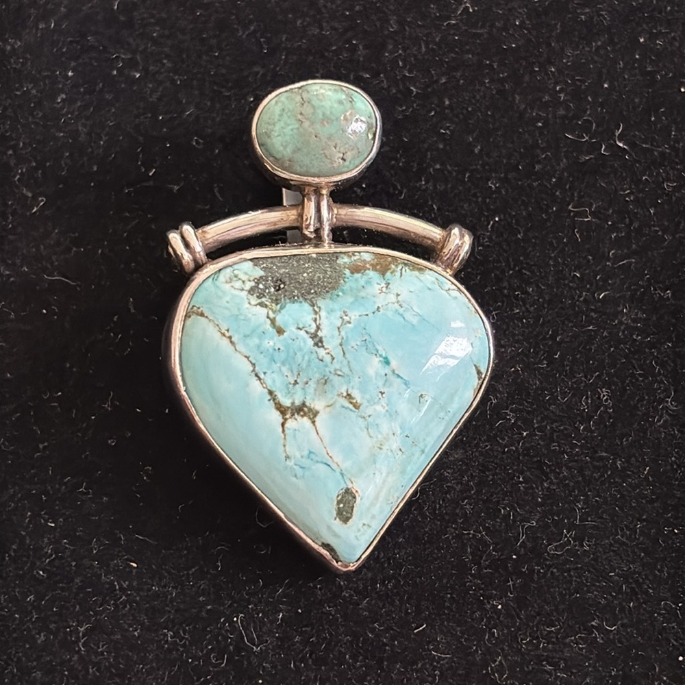 Sterling Silver Turquoise Oval Heart Pendant